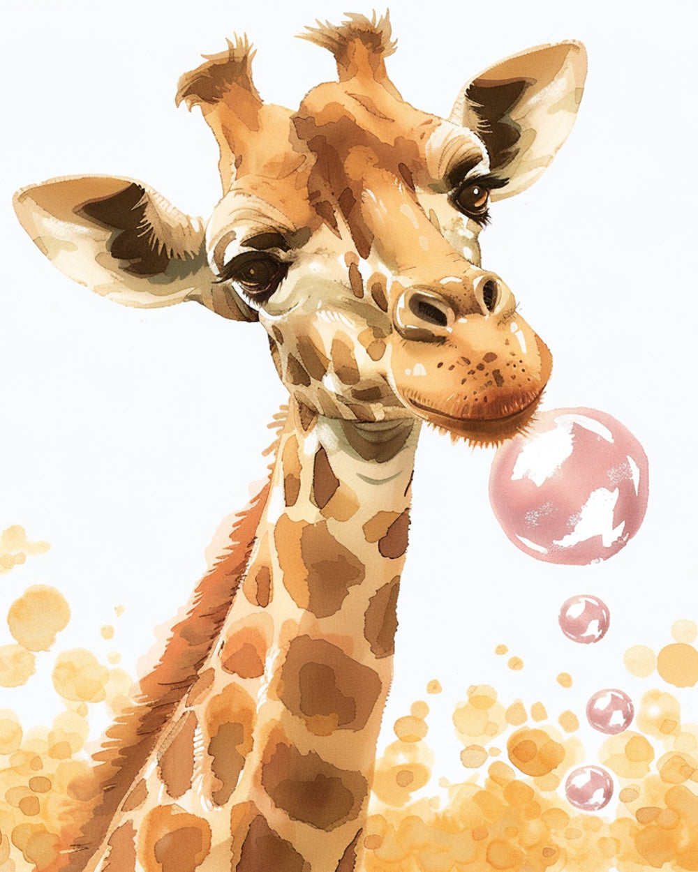 Giraffe blowing bubbles cross stitch kit for beginners