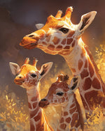 Giraffe family in the golden light cross stitch kit for beginners