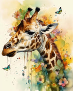 Giraffe in a wildflower meadow cross stitch kit for beginners