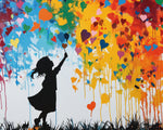 Girl and colourful hearts graffiti paint by numbers kit for beginners