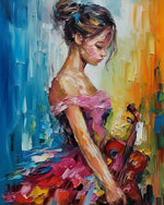 Girl playing violin cross stitch kit for beginners