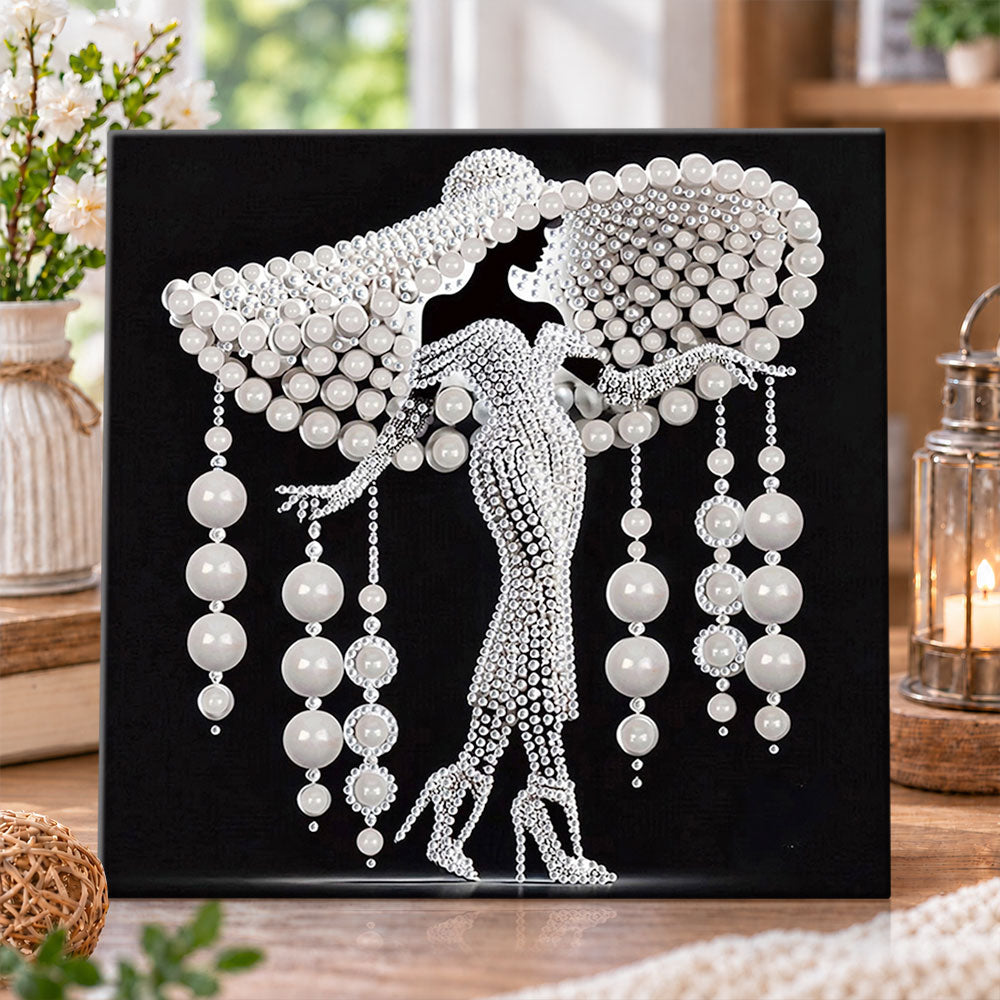 Glam pearl lady silhouette pearl diamond painting kit for beginners