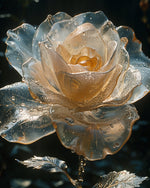 Glass rose with water droplets cross stitch kit for beginners