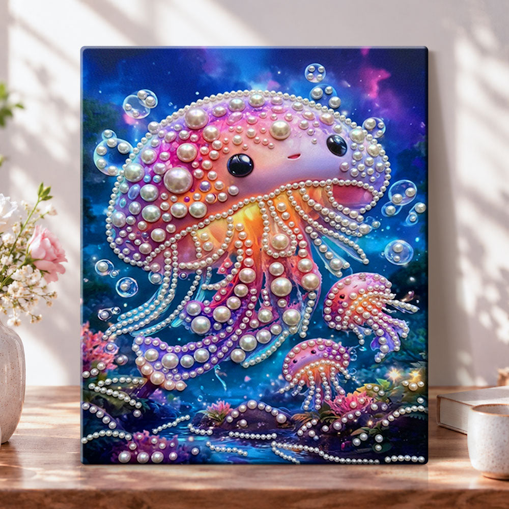 Glimmering pearl jellyfish pearl diamond painting kit for beginners