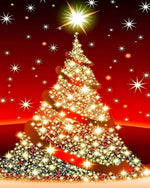 Glittering gold christmas tree cross stitch kit for beginners