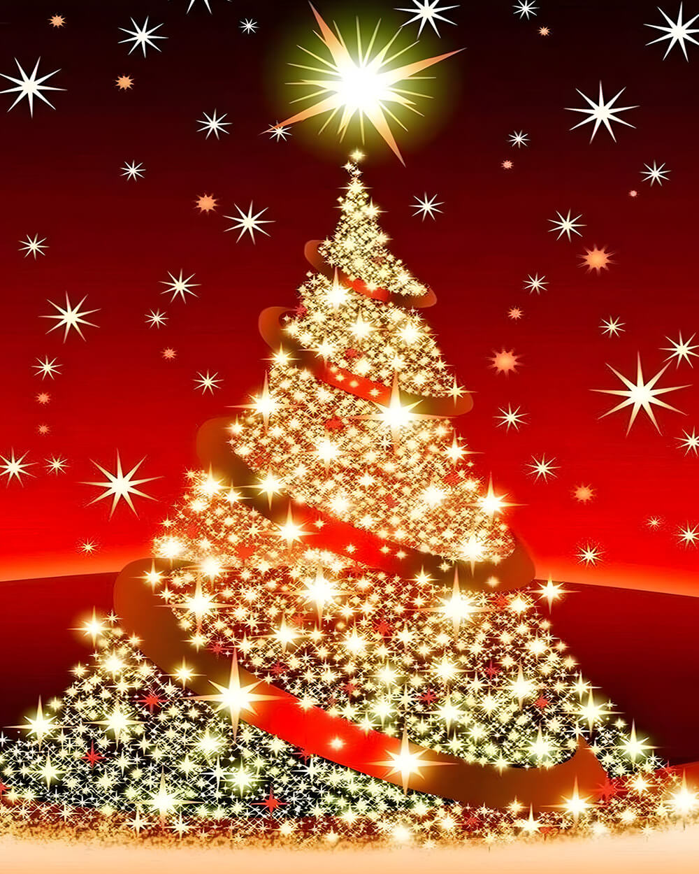 Glittering gold christmas tree cross stitch kit for beginners