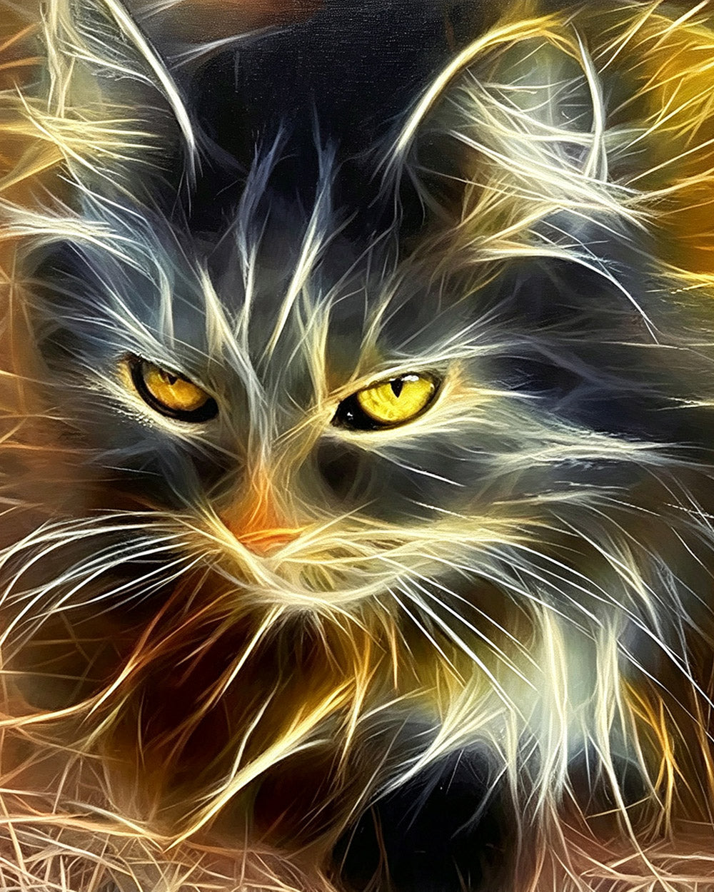 Glowing abstract cat cross stitch kit for beginners