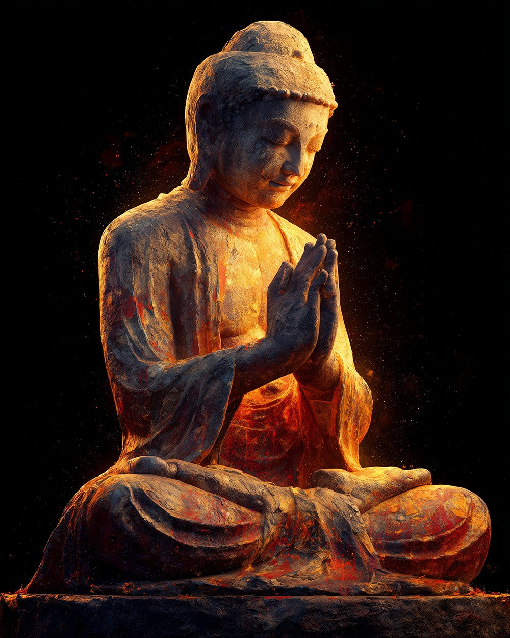 Glowing buddha statue cross stitch kit for beginners