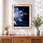 Finished glowing butterflies on the water cross stitch artwork displayed