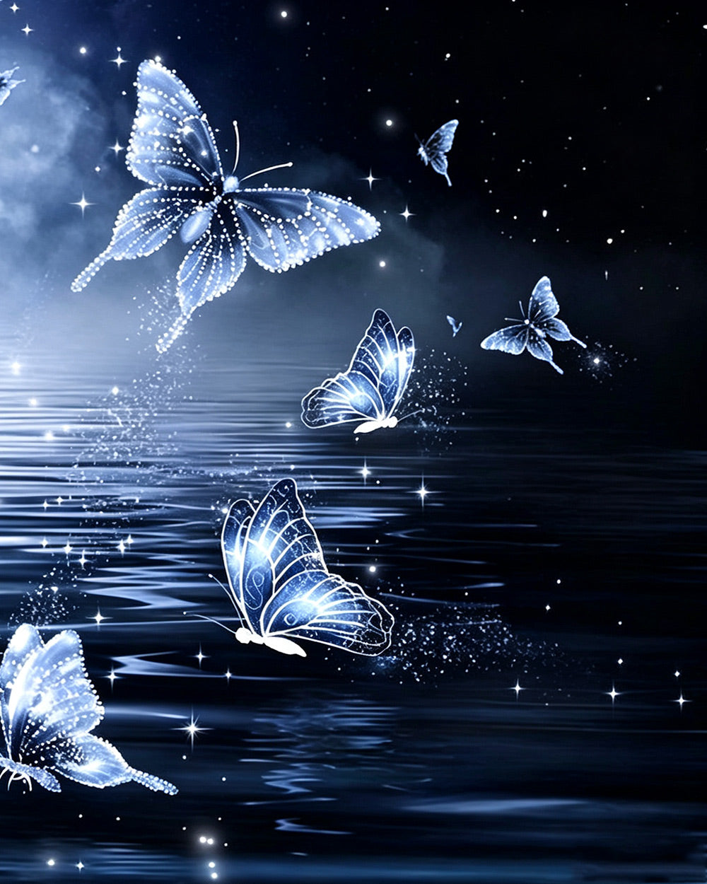 Glowing butterflies on the water cross stitch kit for beginners
