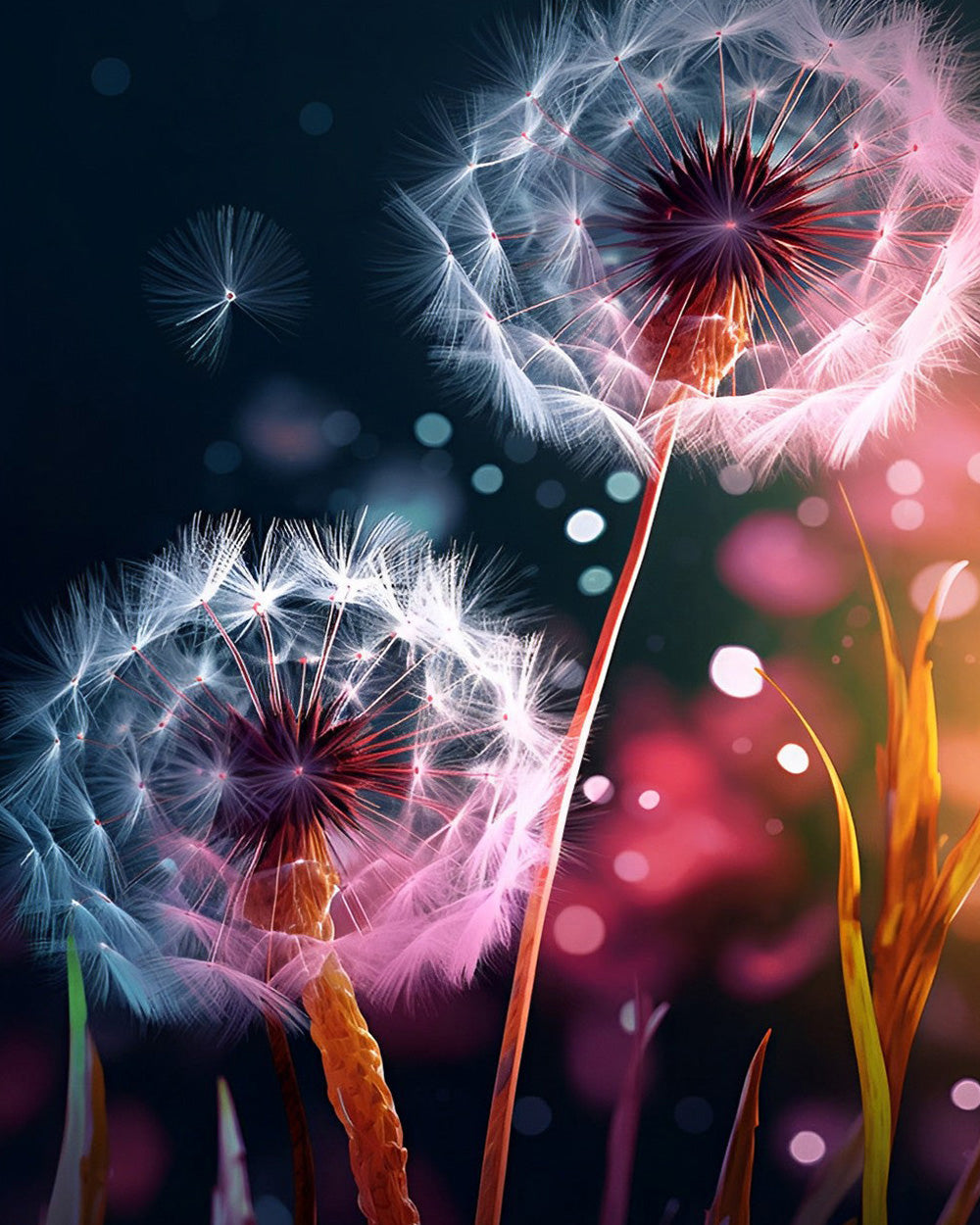 Glowing dandelions in the dark cross stitch kit for beginners