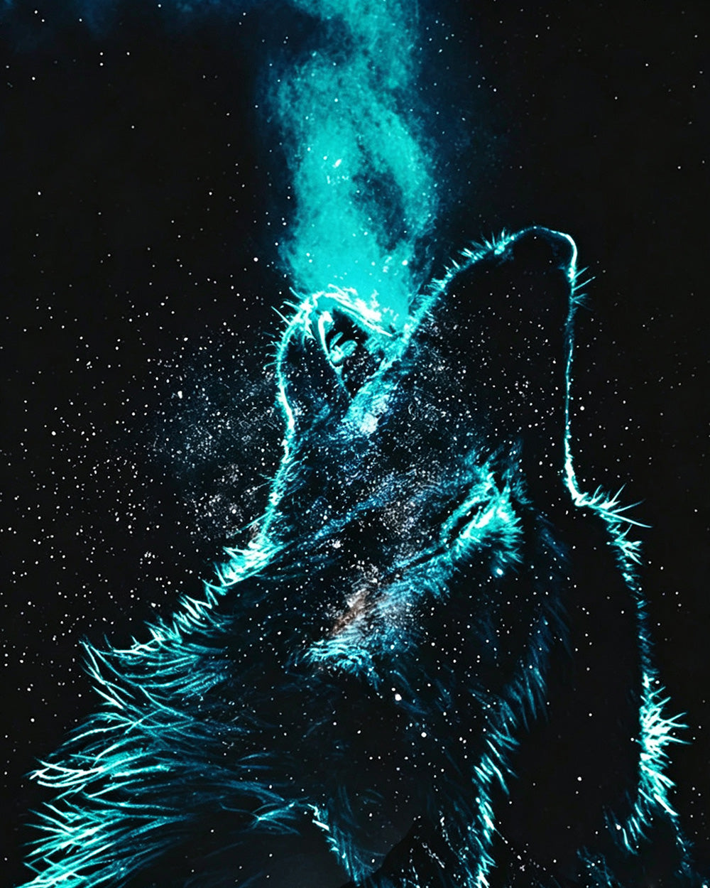 Glowing ethereal wolf cross stitch kit for beginners