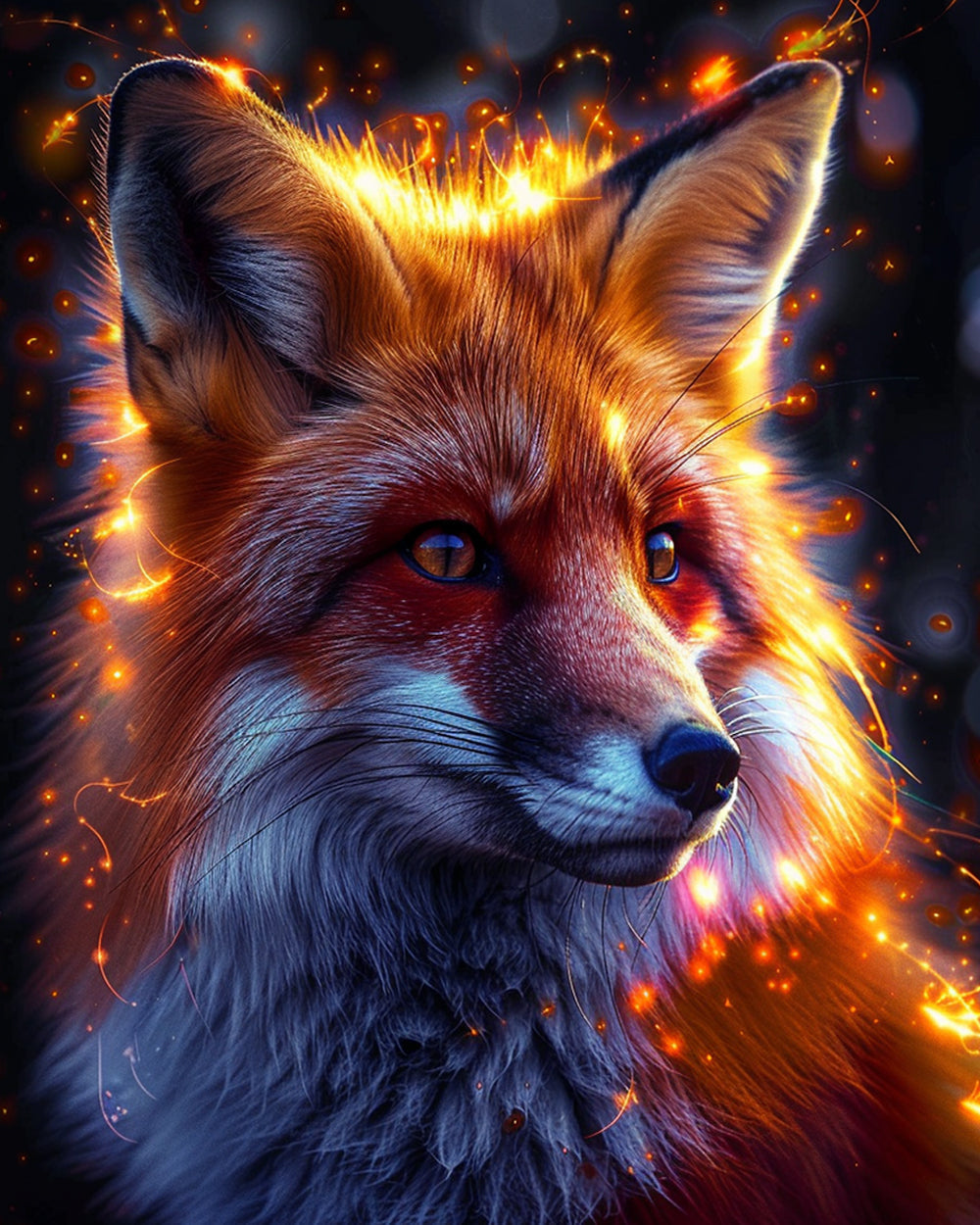 Glowing fantasy fox cross stitch kit for beginners