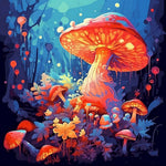 Glowing fantasy mushroom forest cross stitch kit for beginners