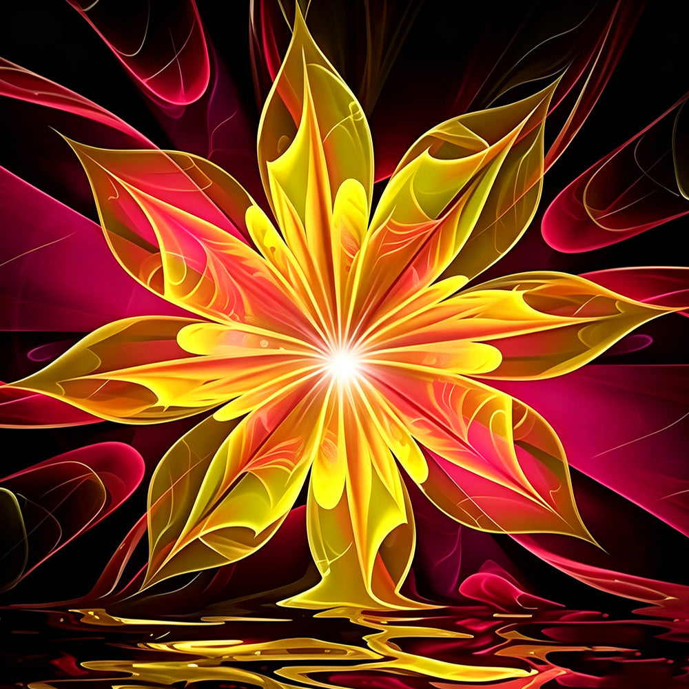 Glowing golden flower cross stitch kit for beginners