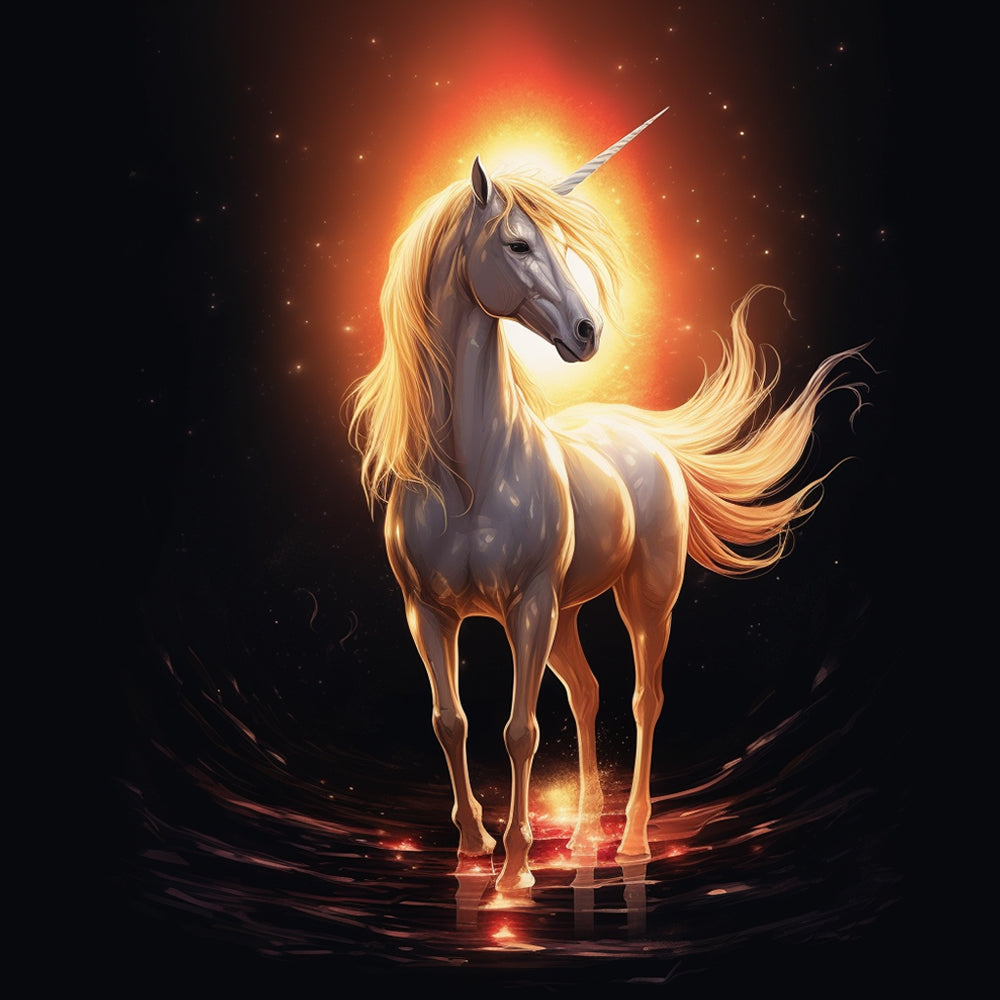 Glowing golden unicorn cross stitch kit for beginners