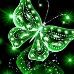 Glowing green crystal butterfly cross stitch kit for beginners