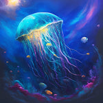Glowing jellyfish in the deep ocean cross stitch kit for beginners