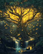 Glowing magical tree and waterfall cross stitch kit for beginners
