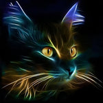 Glowing neon cat in the dark paint by numbers kit for beginners