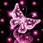 Glowing pink crystal butterfly cross stitch kit for beginners