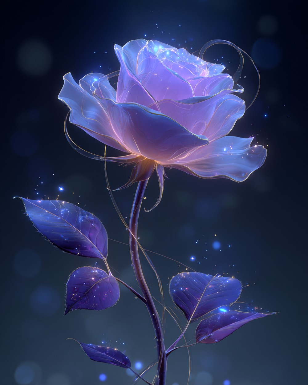 Glowing purple rose cross stitch kit for beginners