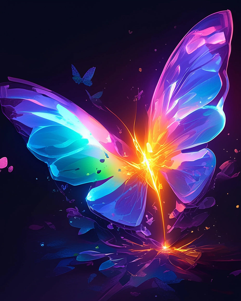 Glowing rainbow butterfly cross stitch kit for beginners