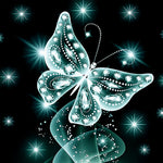 Glowing teal crystal butterfly cross stitch kit for beginners