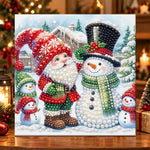 Gnome and snowman in winter pearl diamond painting kit for beginners