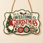 Gnome christmas welcome paint by numbers door hanger finished design