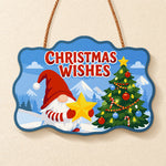 Gnome christmas wishes tree paint by numbers door hanger finished design