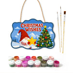 Gnome christmas wishes tree paint by numbers door hanger with paints and brushes