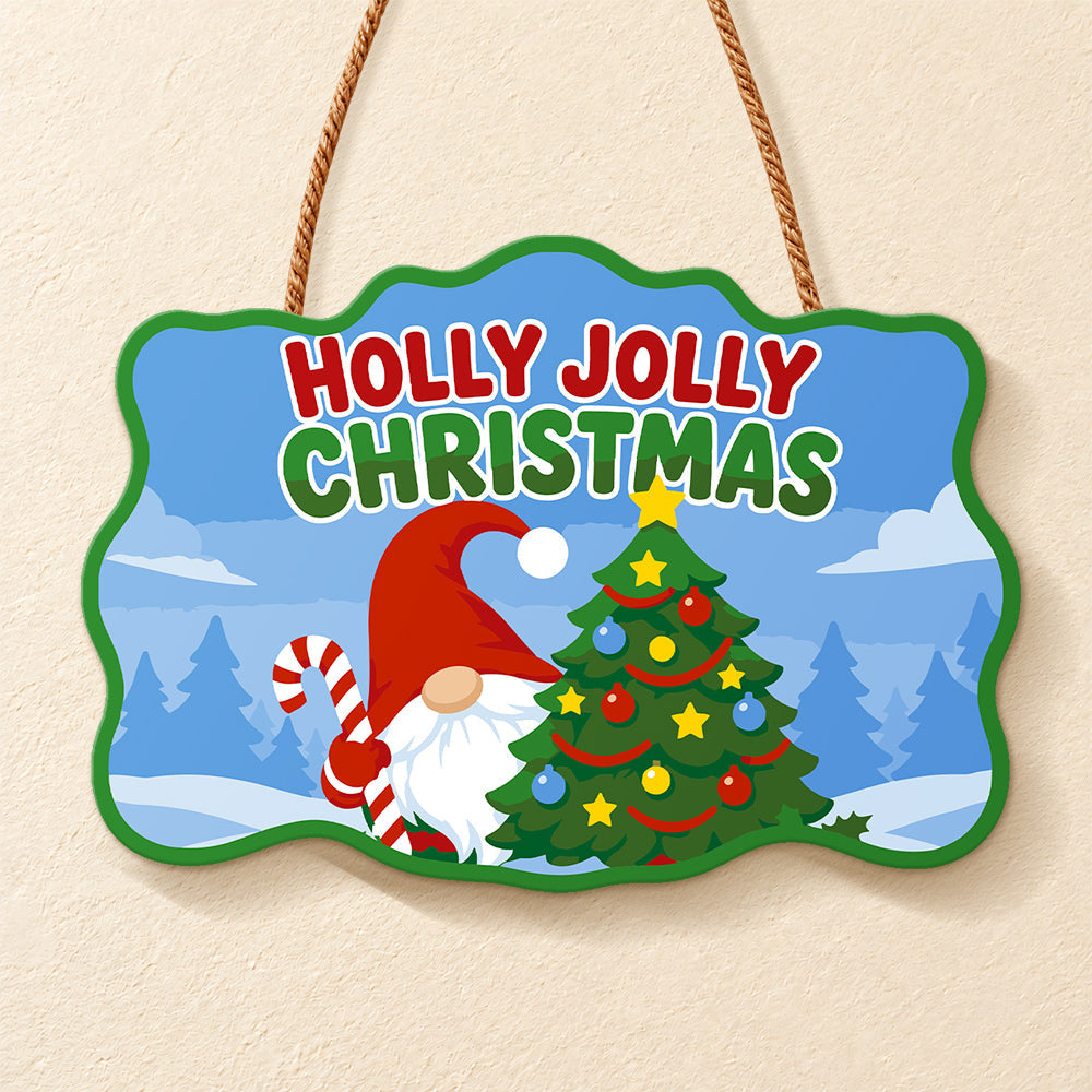 Gnome holly jolly christmas paint by numbers door hanger finished design