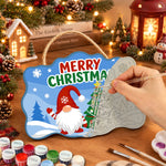 Gnome merry christmas tree paint by numbers door hanger painting process