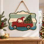 Gnome red truck trip paint by numbers door hanger as indoor wall decor