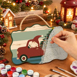 Gnome red truck trip paint by numbers door hanger painting process