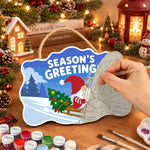 Gnome sled season’s greetings paint by numbers door hanger painting process