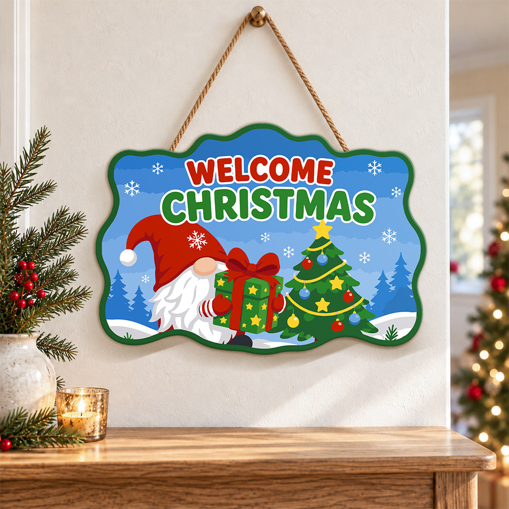 Gnome welcome christmas gift paint by numbers door hanger as indoor wall decor