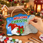 Gnome welcome christmas gift paint by numbers door hanger painting process
