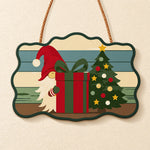 Gnome with gift box paint by numbers door hanger finished design