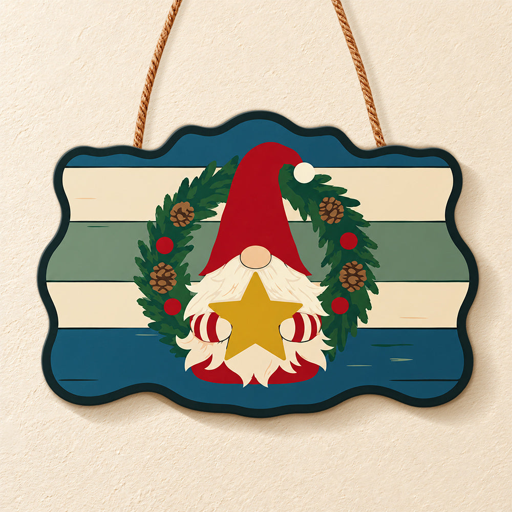 Gnome with star paint by numbers door hanger finished design