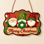 Gnomes with wreath paint by numbers door hanger finished design