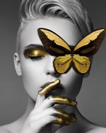 Gold butterfly blindfold portrait cross stitch kit for beginners