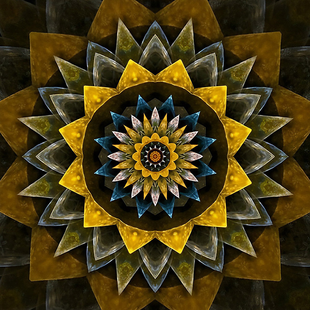 Gold geometric mandala cross stitch kit for beginners