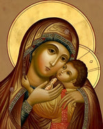 Gold icon virgin mary and child paint by numbers kit for beginners