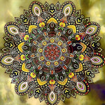 Golden and brown intricate mandala cross stitch kit for beginners