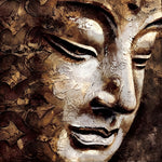 Golden buddha face close up cross stitch kit for beginners