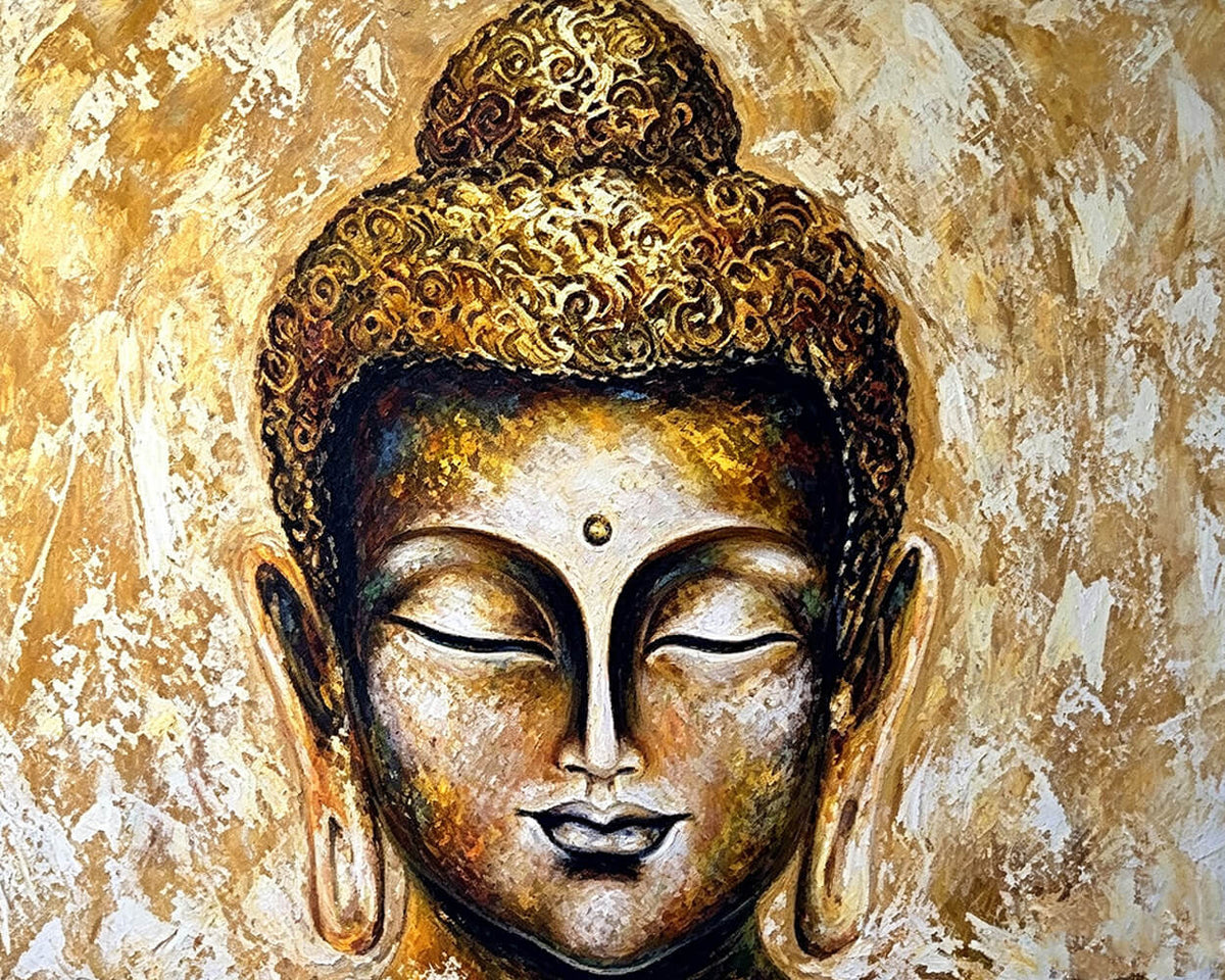 Golden buddha portrait cross stitch kit for beginners