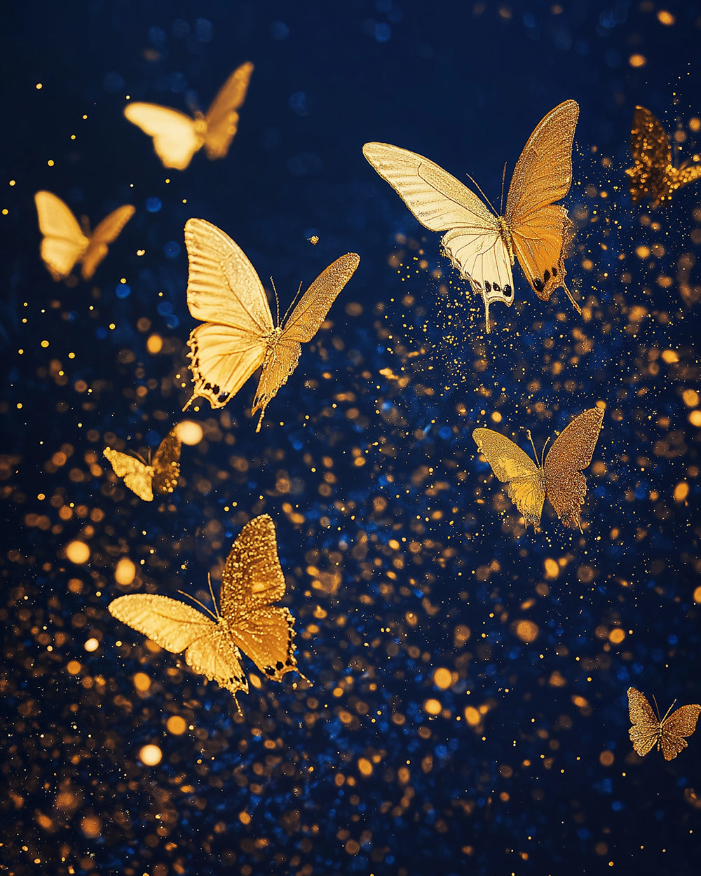 Golden butterflies in night sky cross stitch kit for beginners