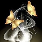 Golden butterflies with sparkling light cross stitch kit for beginners